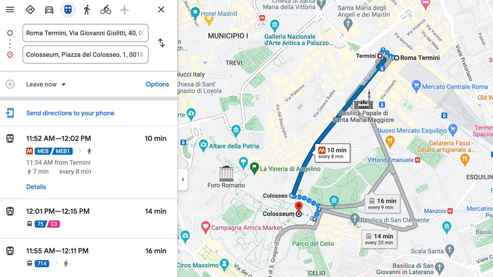 Как добраться от Roma Termini до Колизея Как добраться от Roma Termini до Колизея